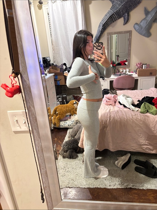 Edikted Pants - Edikted Light Gray Ribbed Long Sleeve Jumpsuit